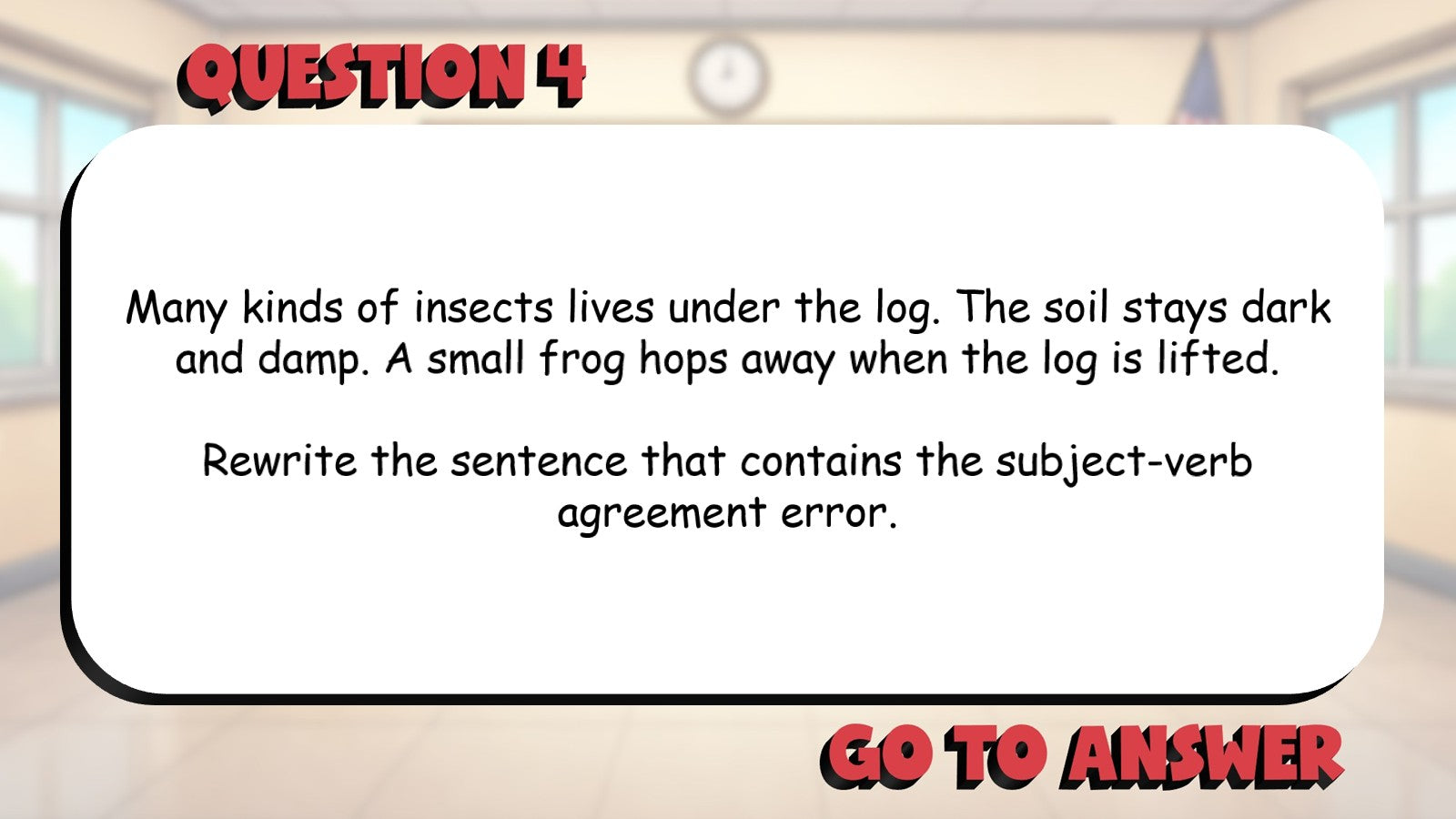 Identify Subject Verb Agreement Errors BIG TERRIBLE GAME - Grade 4 ELA Review
