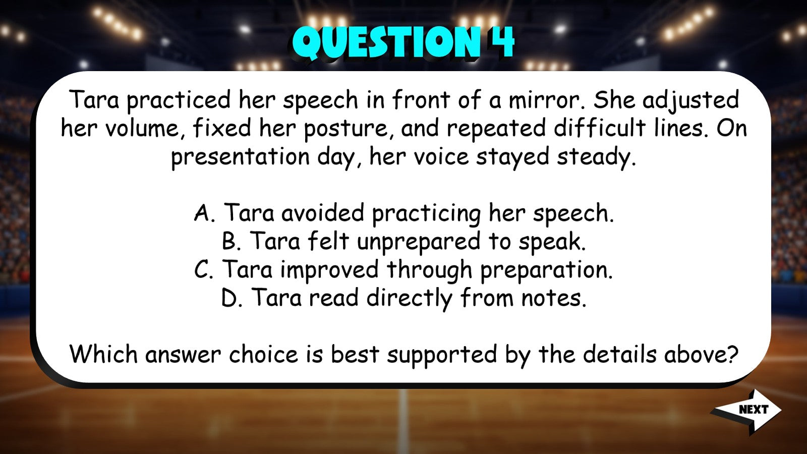 Identify the Best Text Based Answer TRASHKETBALL ELA Game - No Prep Grade 4