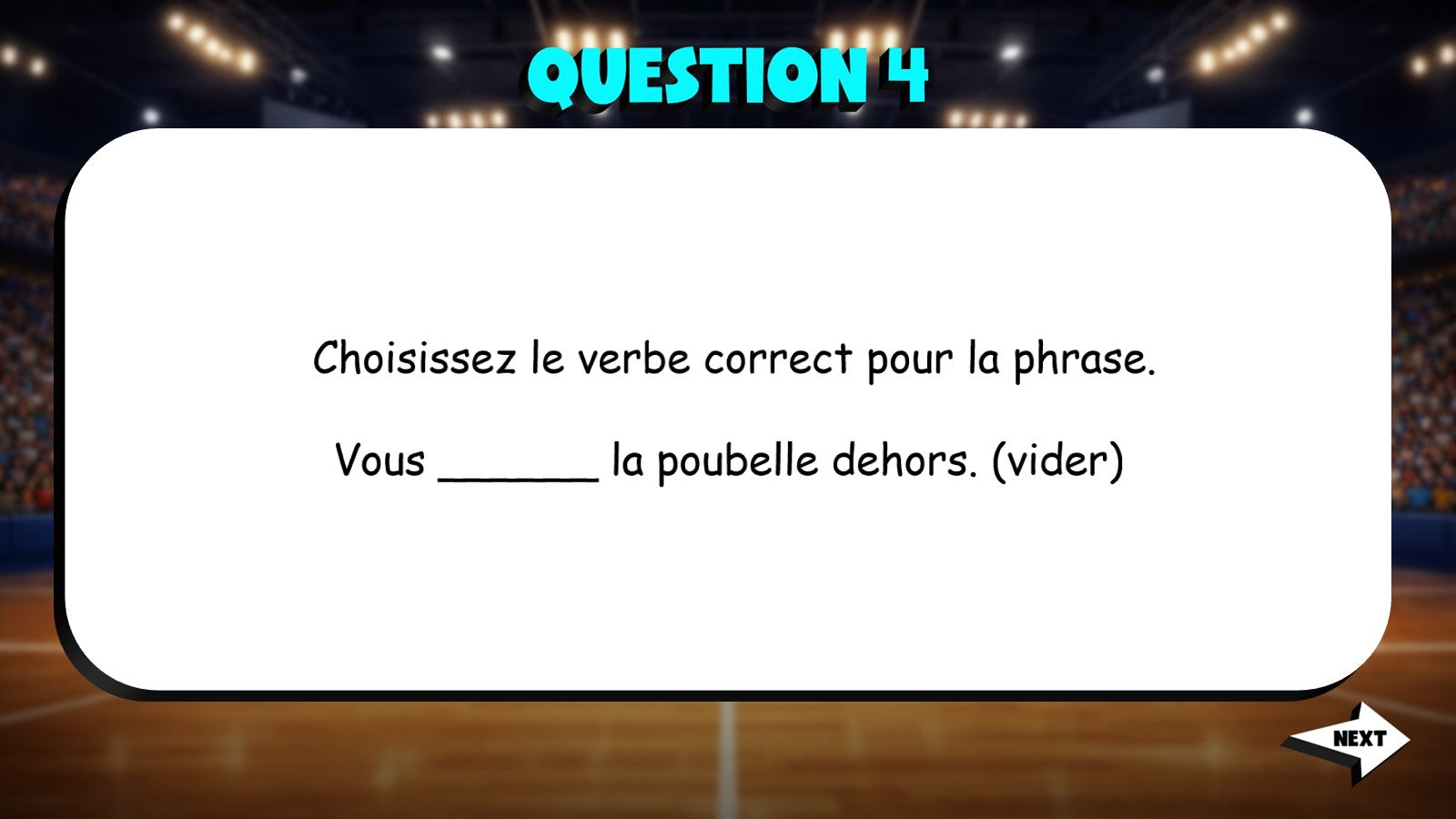 Fill In The Verb - Household Objects TRASHKETBALL French Game - No Prep Exercise