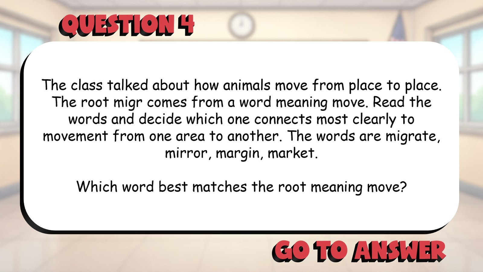Words That Match a Given Root Meaning BIG TERRIBLE GAME - Grade 4 ELA Review