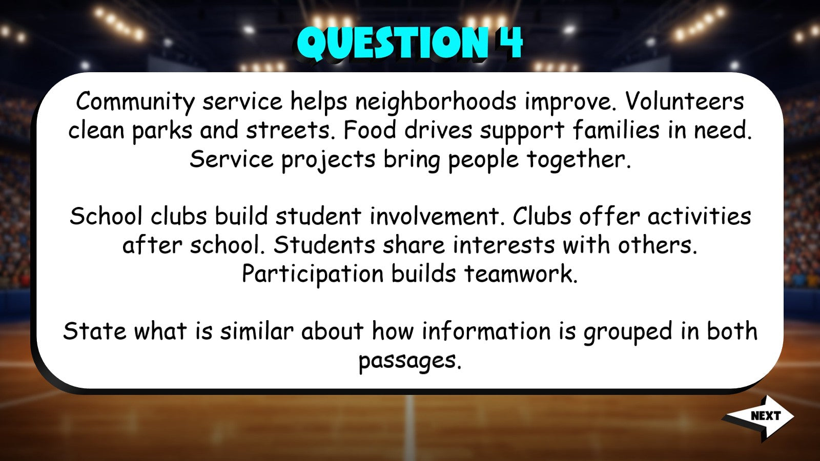 How Sections & Paragraphs Build Understanding TRASHKETBALL ELA Game - Grade 5