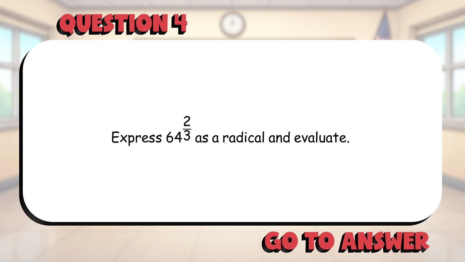 Fractional Exponents BIG TERRIBLE GAME - No Prep Algebra 1 Math Review Activity