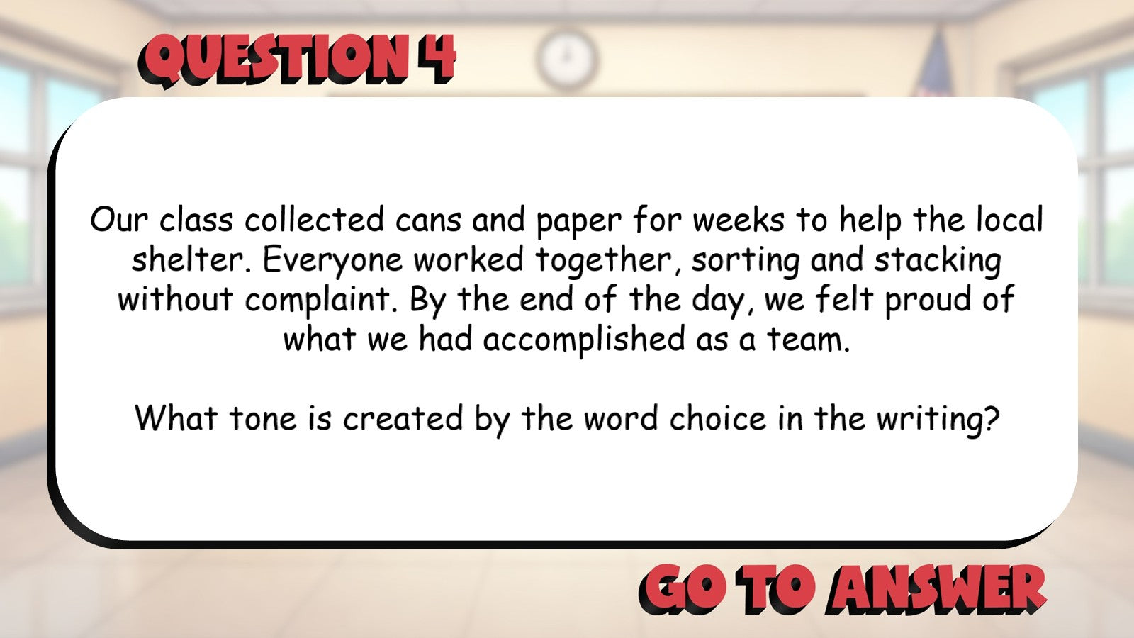Identify Tone in Writing BIG TERRIBLE GAME - No Prep Grade 5 ELA Review Activity