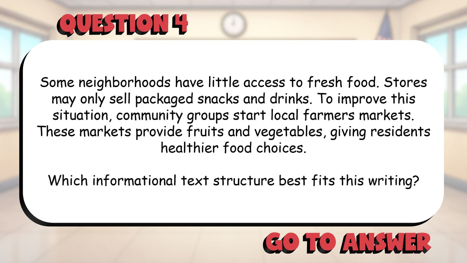 Identify Common Informational Text Structures BIG TERRIBLE GAME - Grade 5 ELA