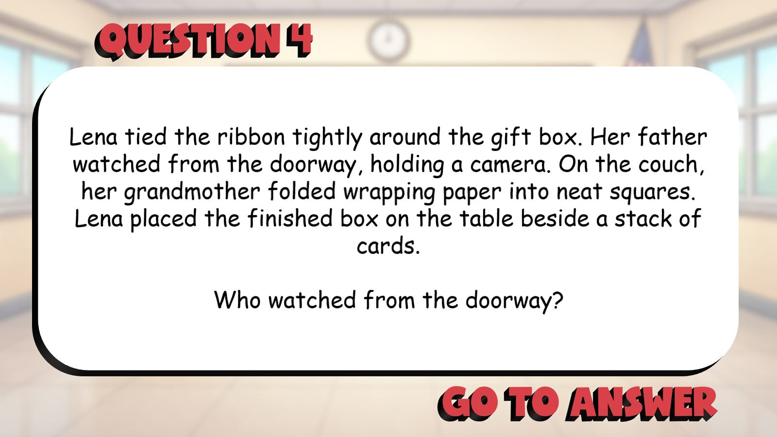 Answer Who What Where When Questions BIG TERRIBLE GAME - Grade 5 ELA Review