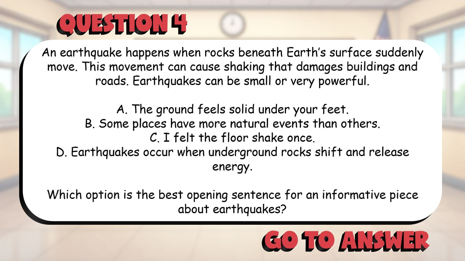 Identify Clear Introductions & Topic Focus BIG TERRIBLE GAME - Grade 5 ELA