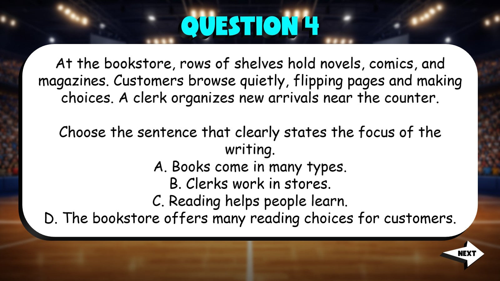 Identify Clear Topic Sentences TRASHKETBALL ELA Game - No Prep Grade 4 Review