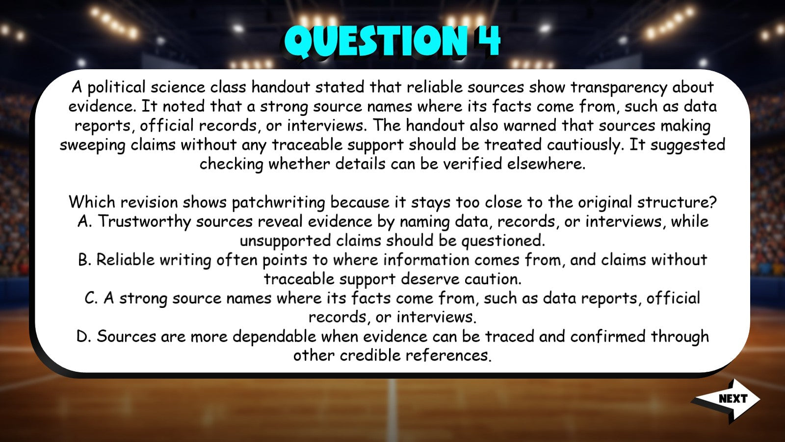 Evaluate Patchwriting & Overlap TRASHKETBALL ELA Game - No Prep Grade 10 Review