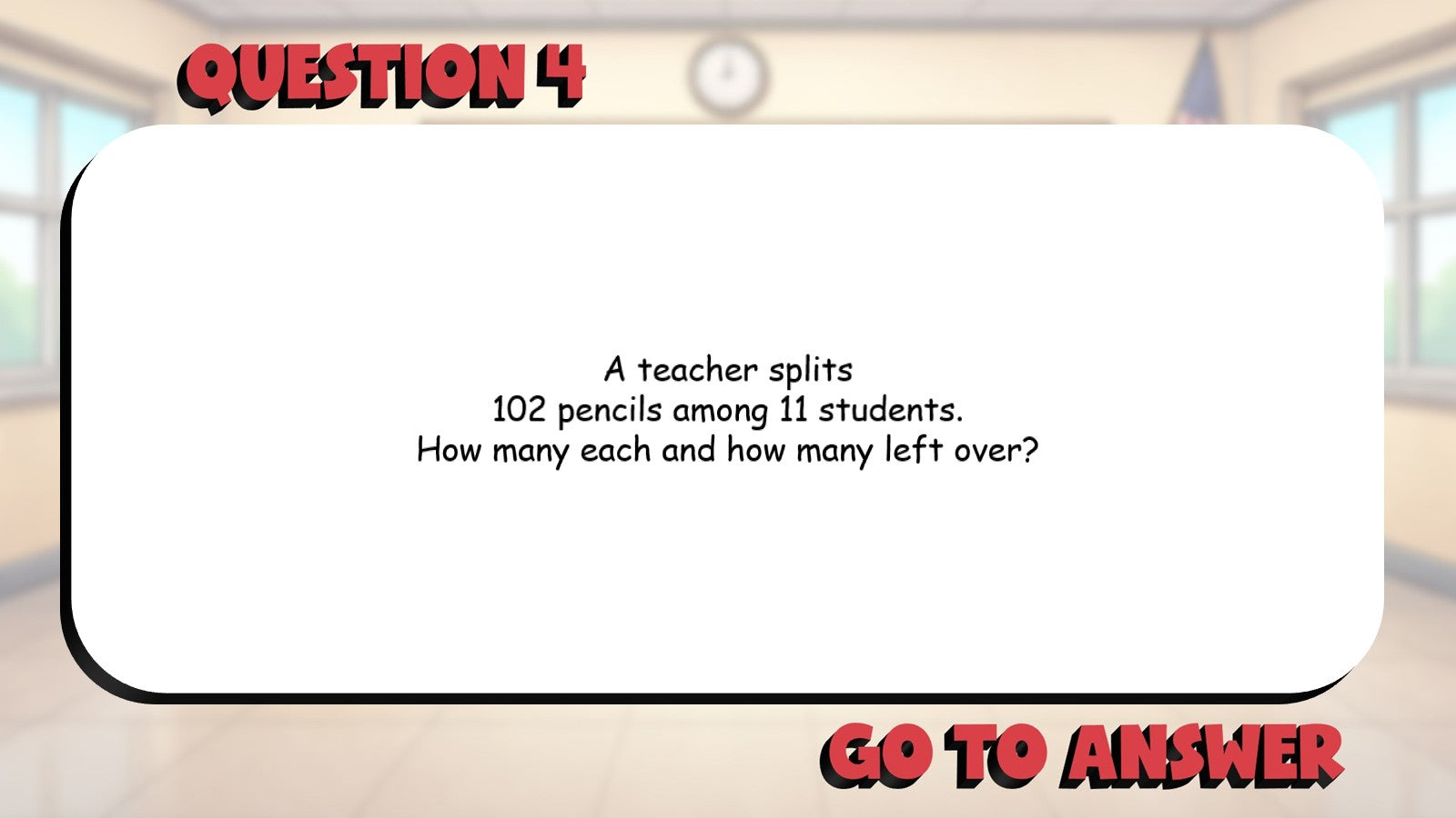Remainder Word Problems BIG TERRIBLE GAME - No Prep Grade 4 Math Review Activity