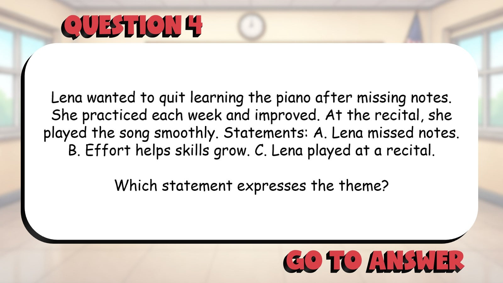 Distinguish Theme From Story Details BIG TERRIBLE GAME - Grade 3 ELA Review