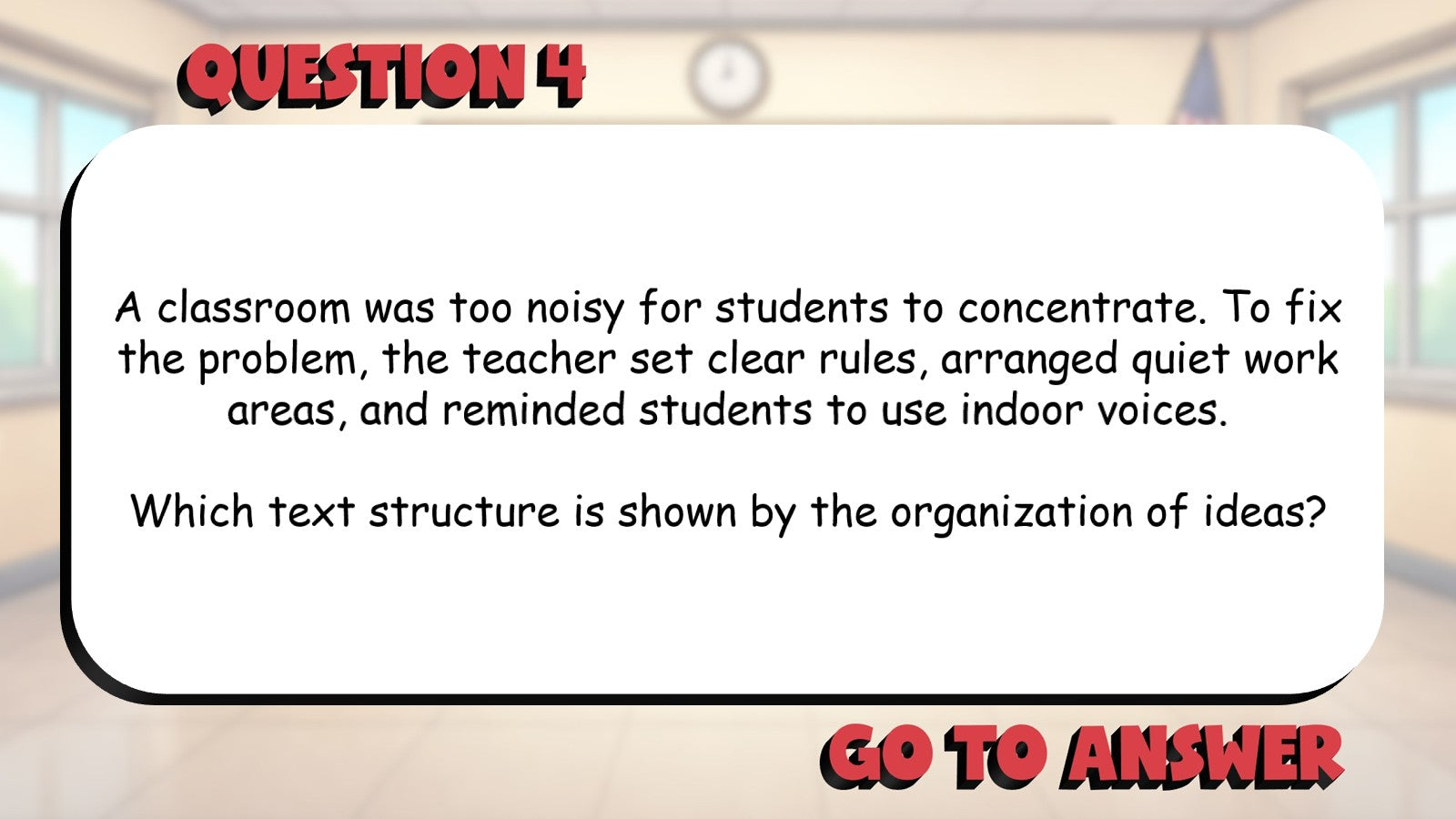 Identify Signal Words That Indicate Structure BIG TERRIBLE GAME - Grade 4 ELA