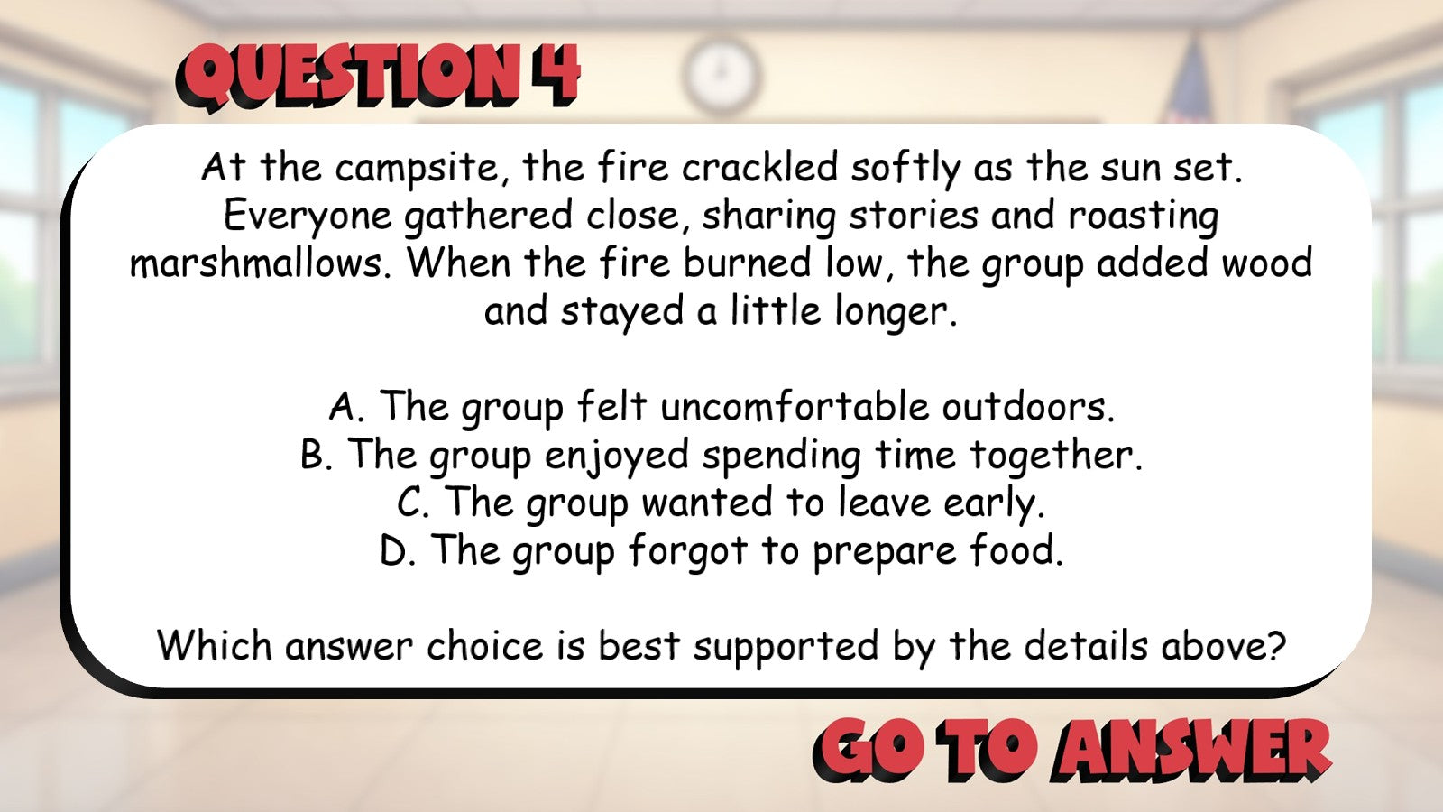 Identify the Best Text Based Answer BIG TERRIBLE GAME - Grade 4 ELA Review