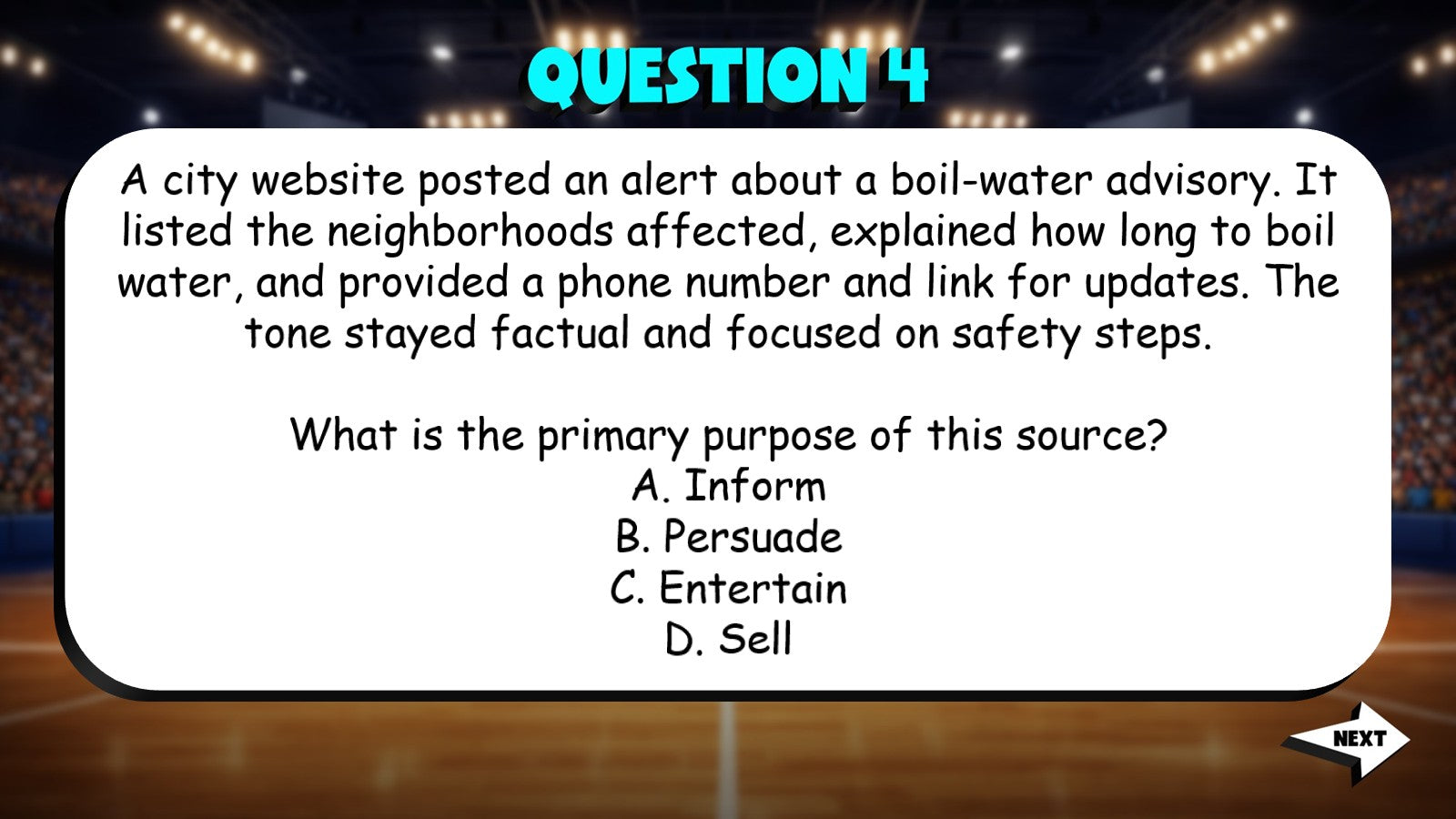Evaluate Source Purpose & Intended Audience TRASHKETBALL ELA Game - Grade 10