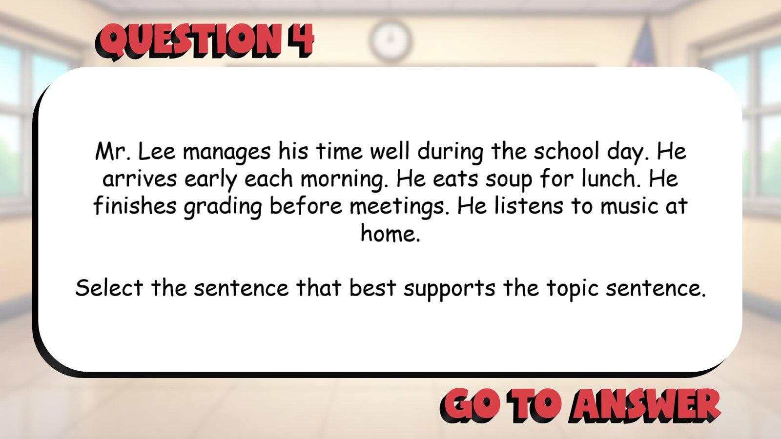 Supporting Details That Match the Topic BIG TERRIBLE GAME - Grade 4 ELA Review