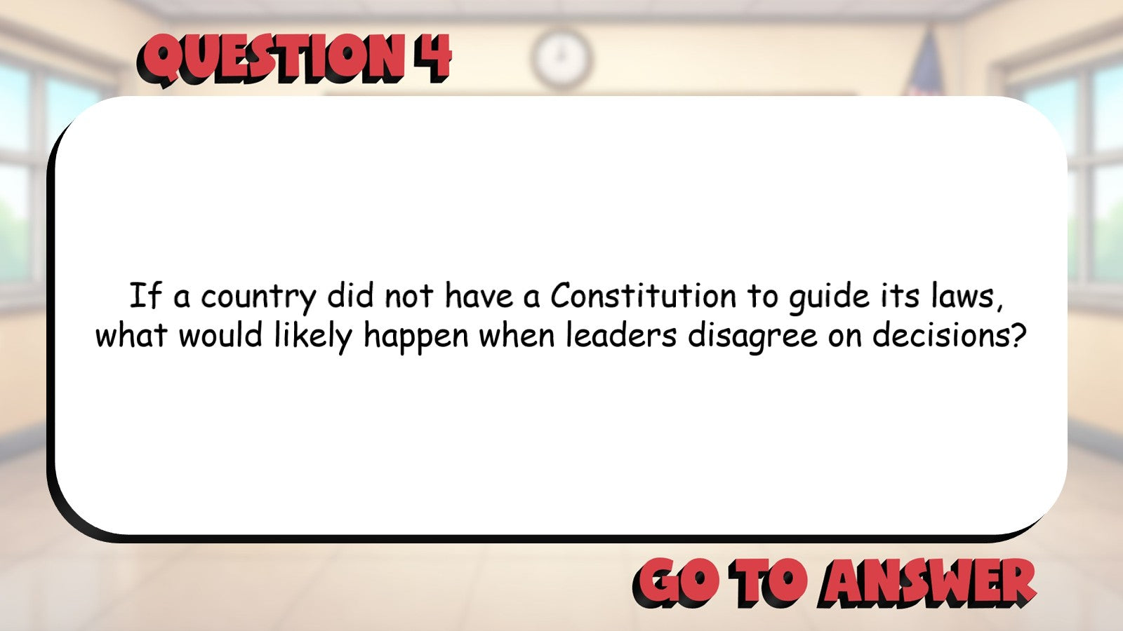 The Constitution & Its Purpose BIG TERRIBLE GAME - Grade 4 Socials Review