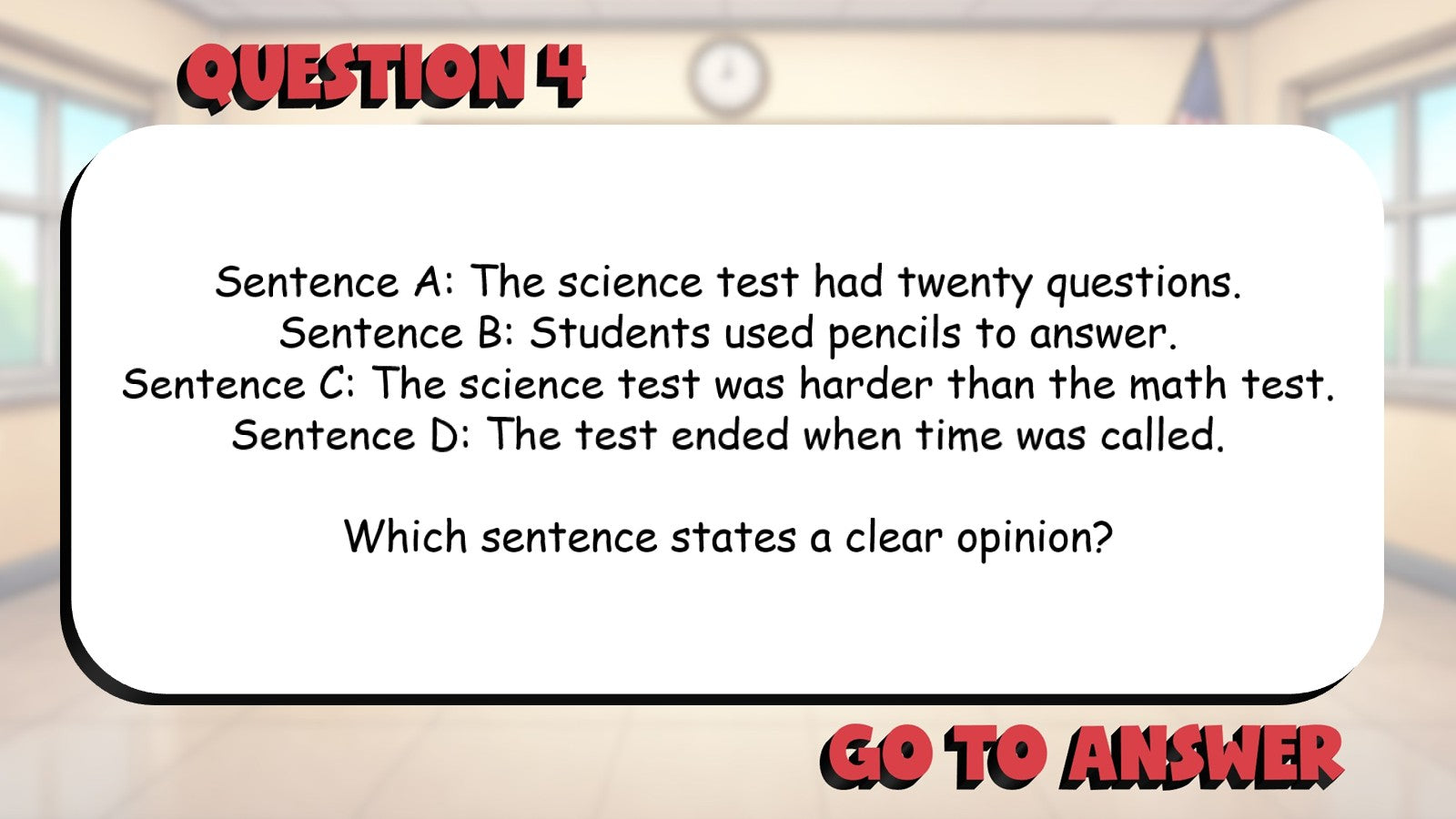 Identify Clear Opinion Statements BIG TERRIBLE GAME - No Prep Grade 4 ELA Review