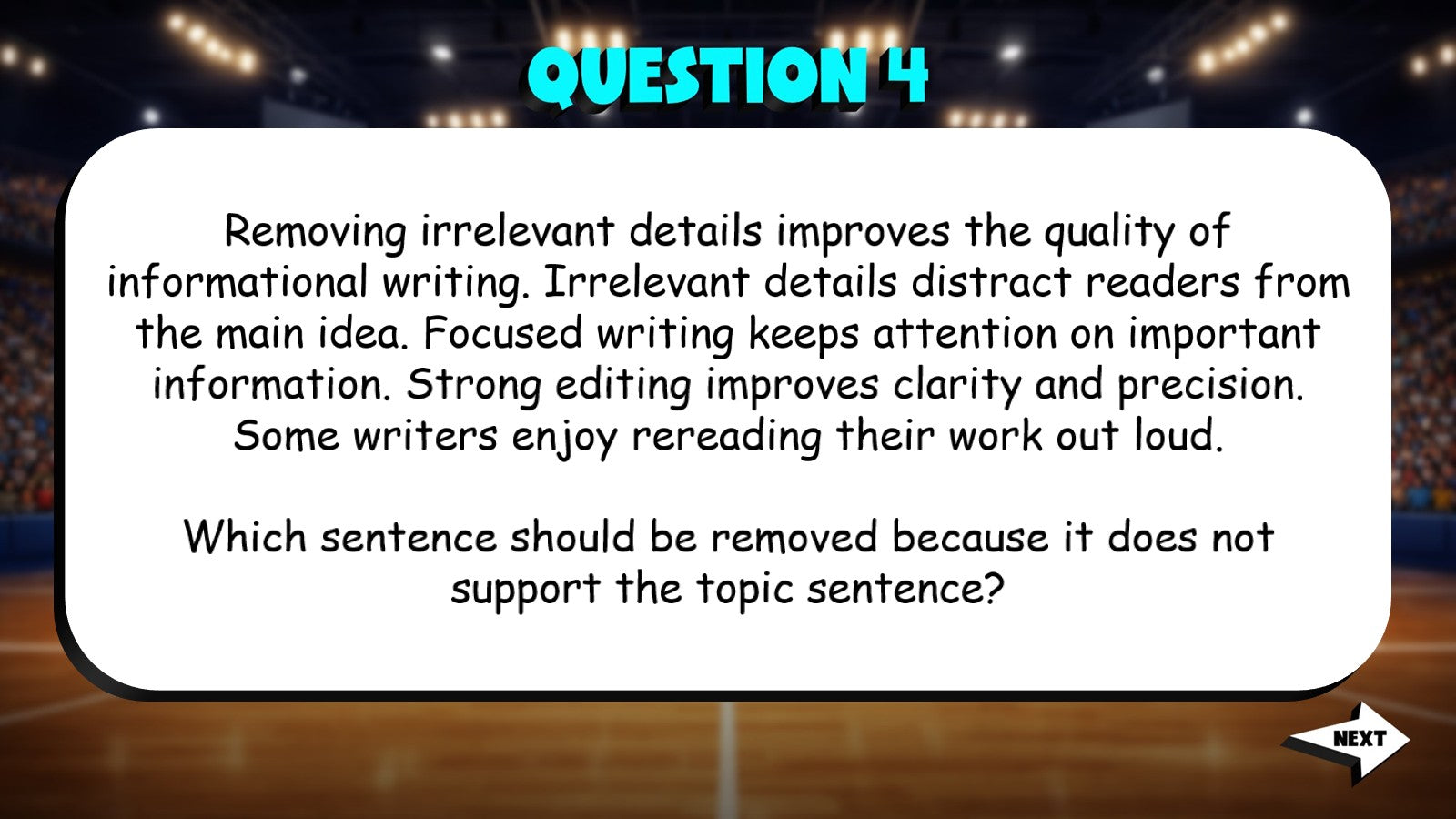 Evaluate Relevance of Supporting Details TRASHKETBALL ELA Game - No Prep Grade 7