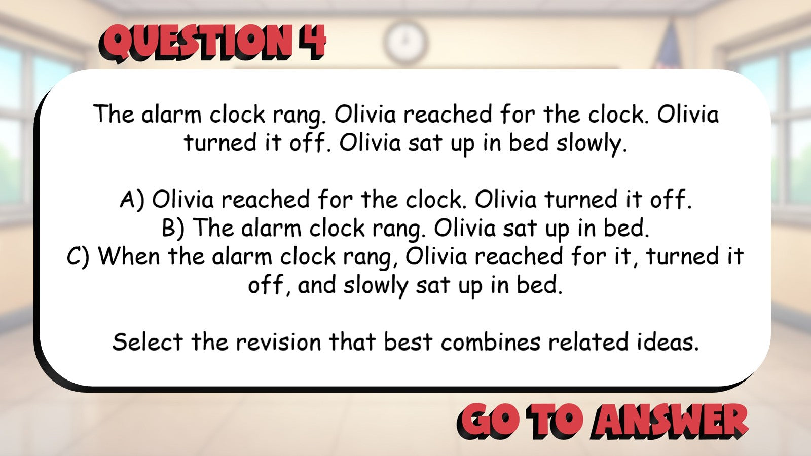 Select Sentence Revisions for Variety & Clarity BIG TERRIBLE GAME - Grade 5 ELA