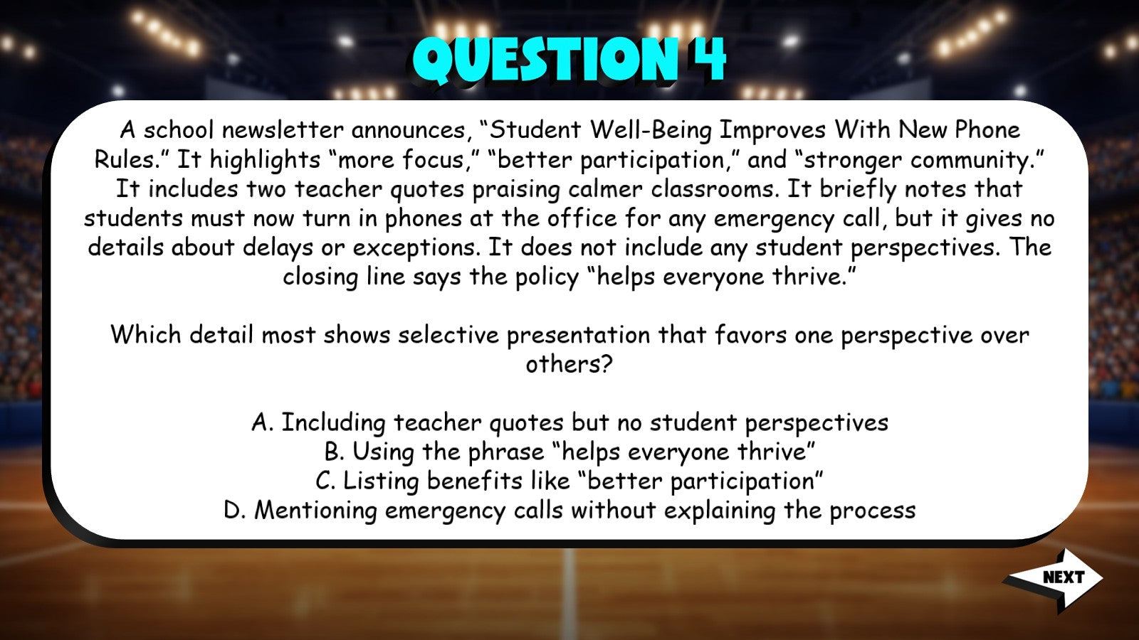 Evaluate Framing & Selective Presentation TRASHKETBALL ELA Game - Grade 11