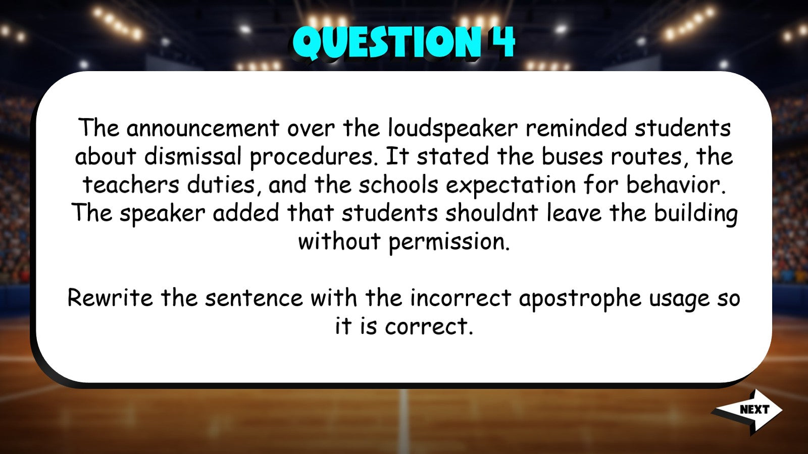Identify Correct Apostrophe Usage TRASHKETBALL ELA Game - No Prep Grade 6 Review