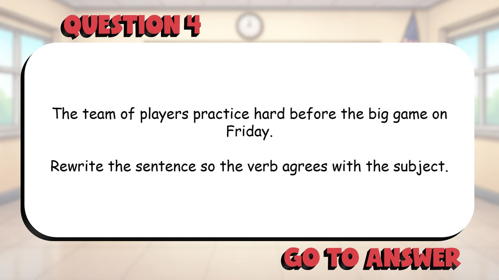 Understand Subject Verb Agreement BIG TERRIBLE GAME - No Prep Grade 3 ELA Review