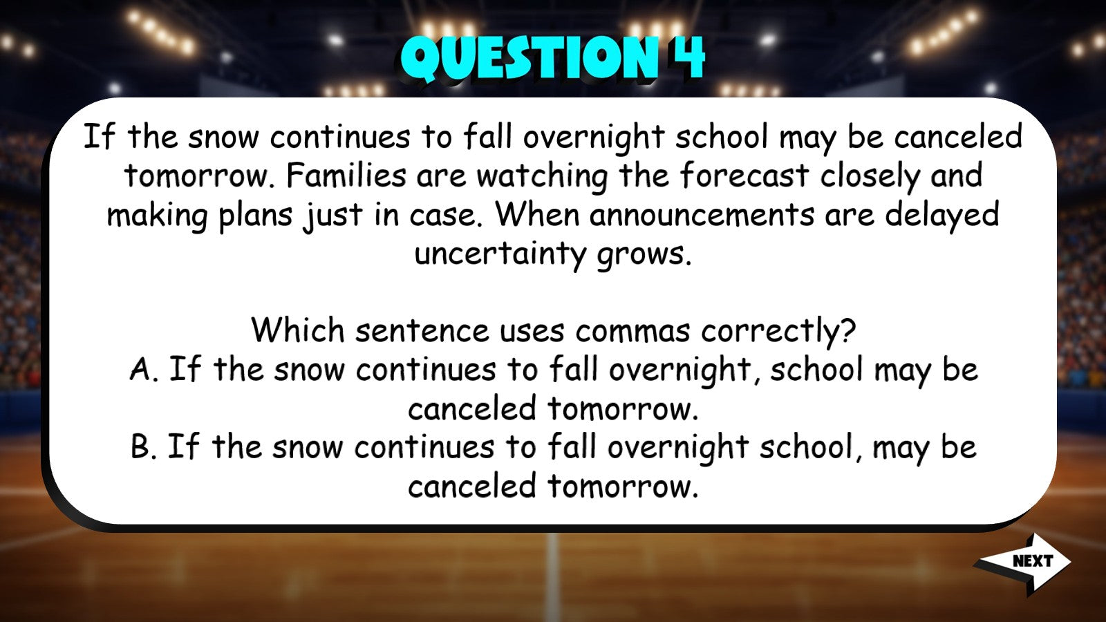 Identify Comma Usage in Complex Sentences TRASHKETBALL ELA Game - Grade 7