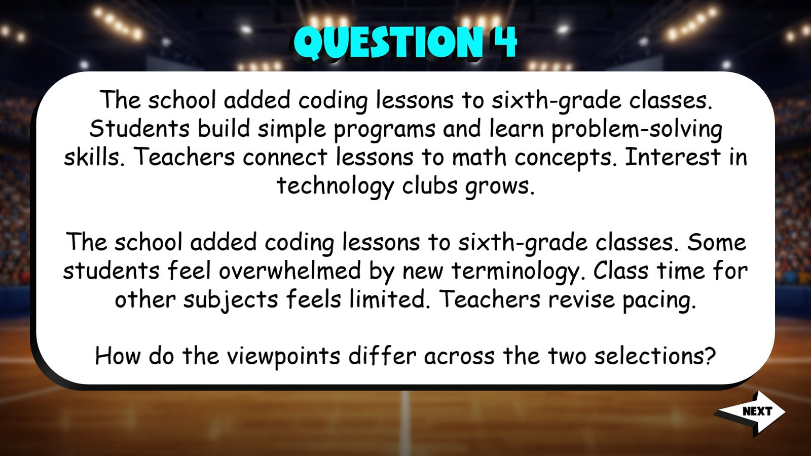Analyze Differences in Author Perspective TRASHKETBALL ELA Game - Grade 6