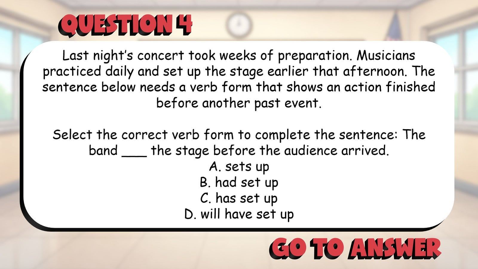Select Correct Perfect Verb Tenses BIG TERRIBLE GAME - Grade 5 ELA Review