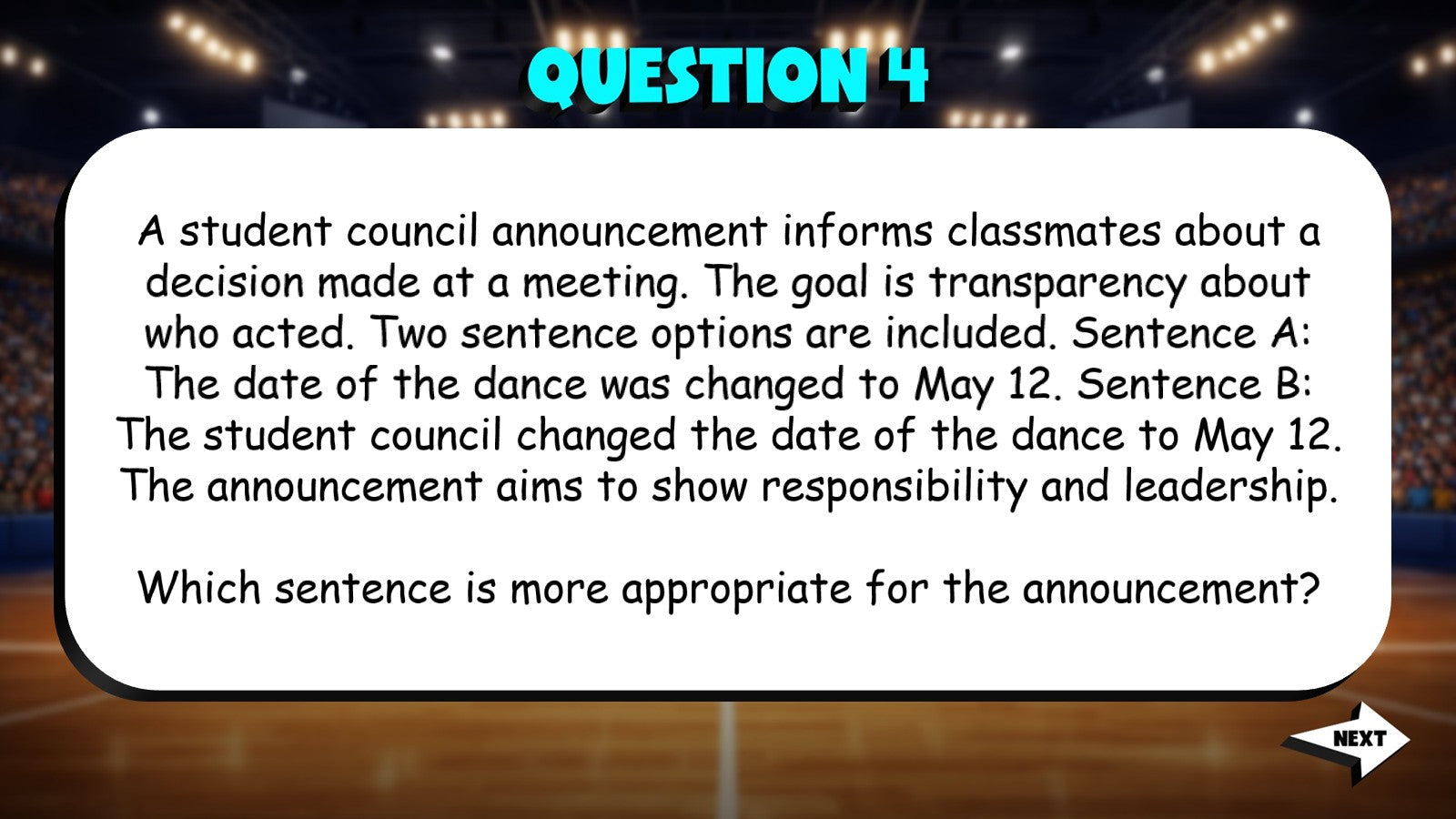 Evaluate Appropriateness of Verb Voice TRASHKETBALL ELA Game - No Prep Grade 8