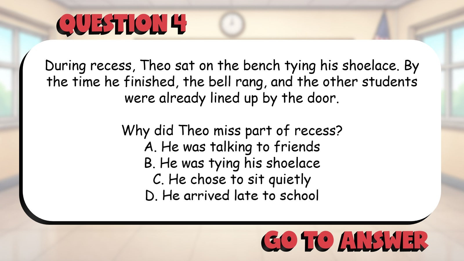 Ask & Answer Text Dependent Questions BIG TERRIBLE GAME - Grade 3 ELA Review