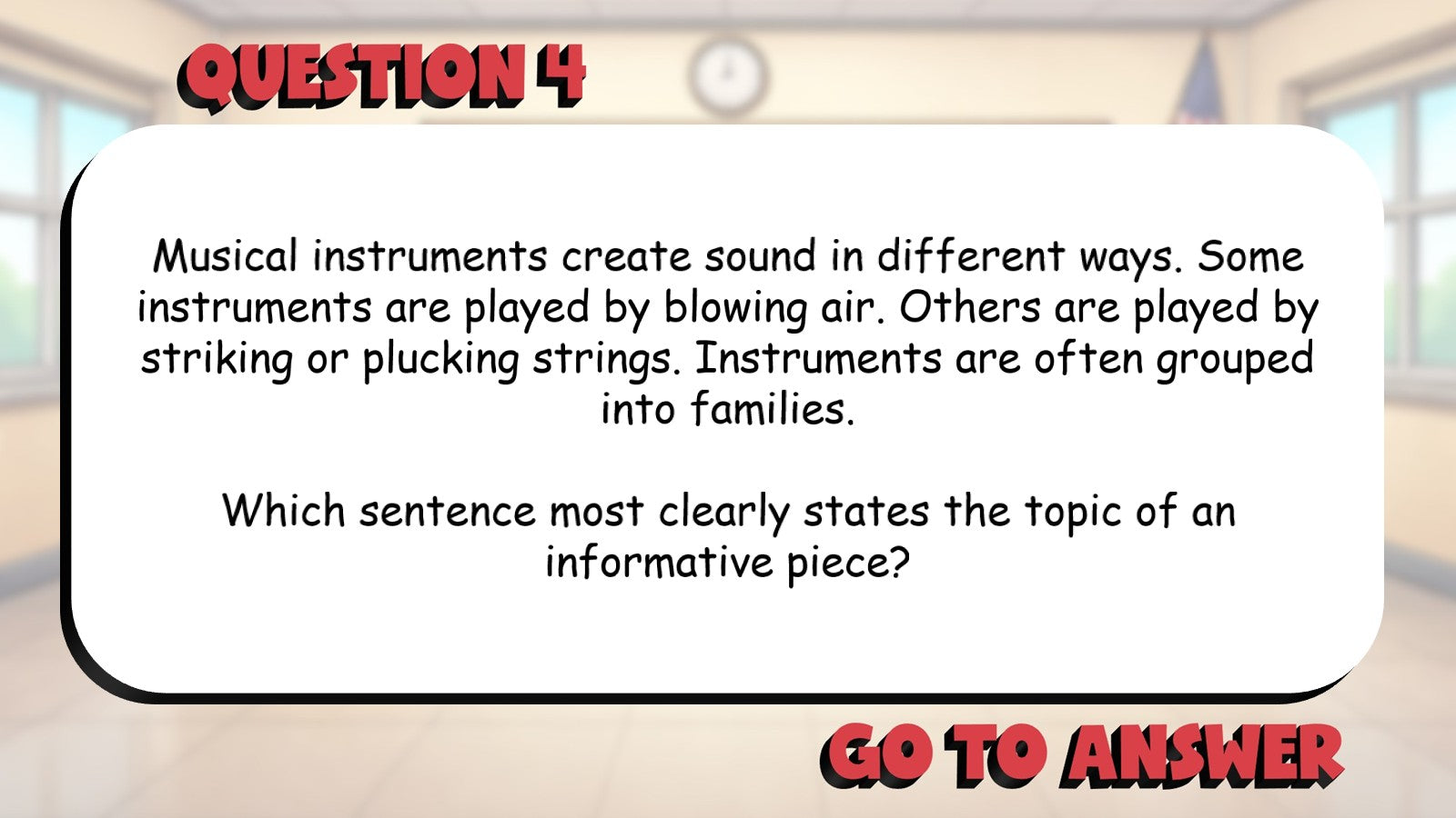 Identify Clear Introductions to Topics BIG TERRIBLE GAME - Grade 4 ELA Review