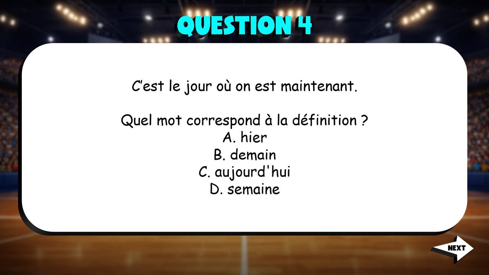 Match the Definition - Telling Time & Schedules TRASHKETBALL Game - French