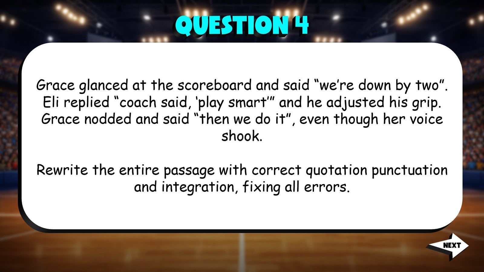 Evaluate Quotation Punctuation & Integration TRASHKETBALL ELA Game - Grade 10