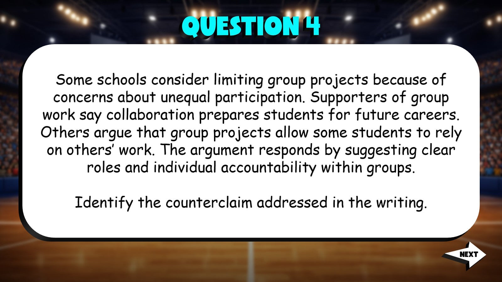 Identify Counterclaims TRASHKETBALL ELA Game - No Prep Grade 9 Review Activity