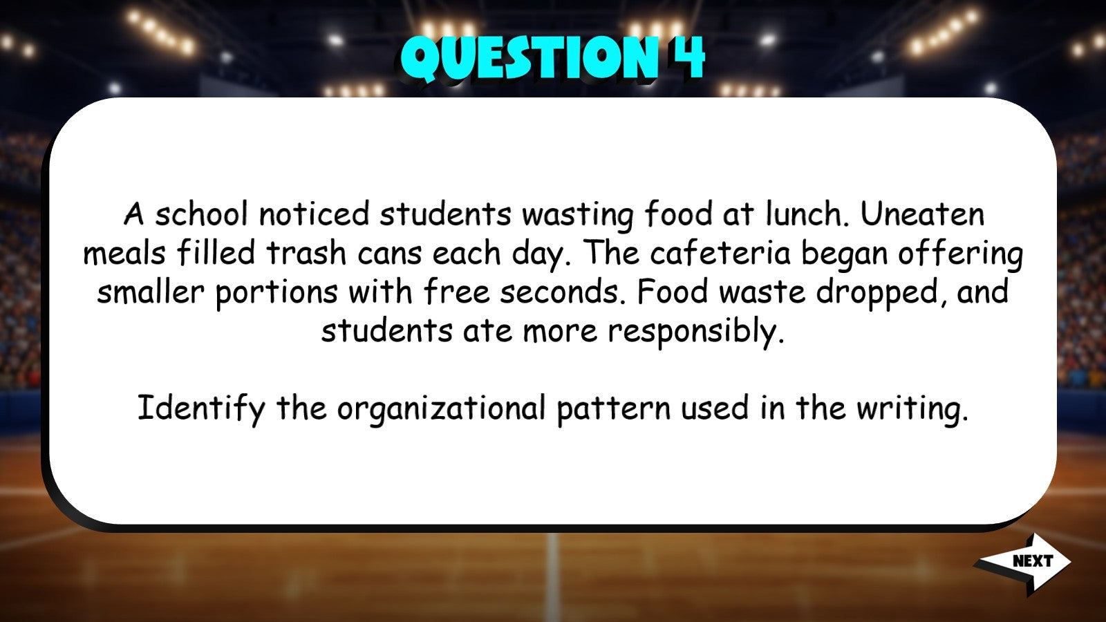 Identify Common Informational Text Structures TRASHKETBALL ELA Game - Grade 4