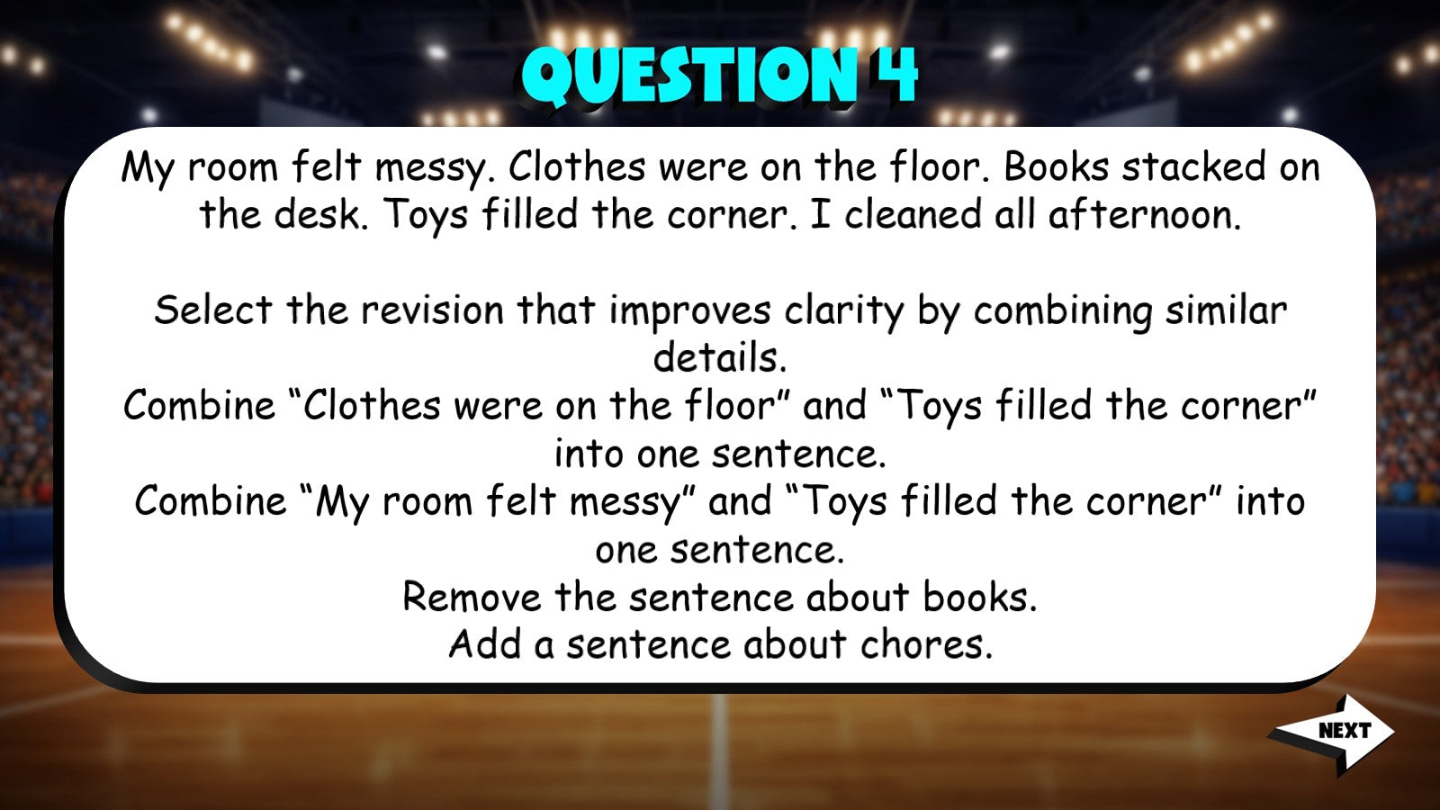 Writing for Clarity Organization & Word Choice TRASHKETBALL ELA Game - Grade 4