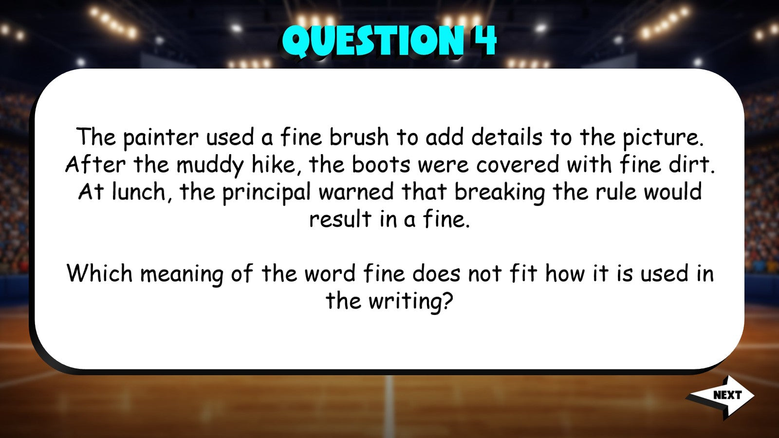 Identify Incorrect Word Meaning Choices TRASHKETBALL ELA Game - No Prep Grade 5
