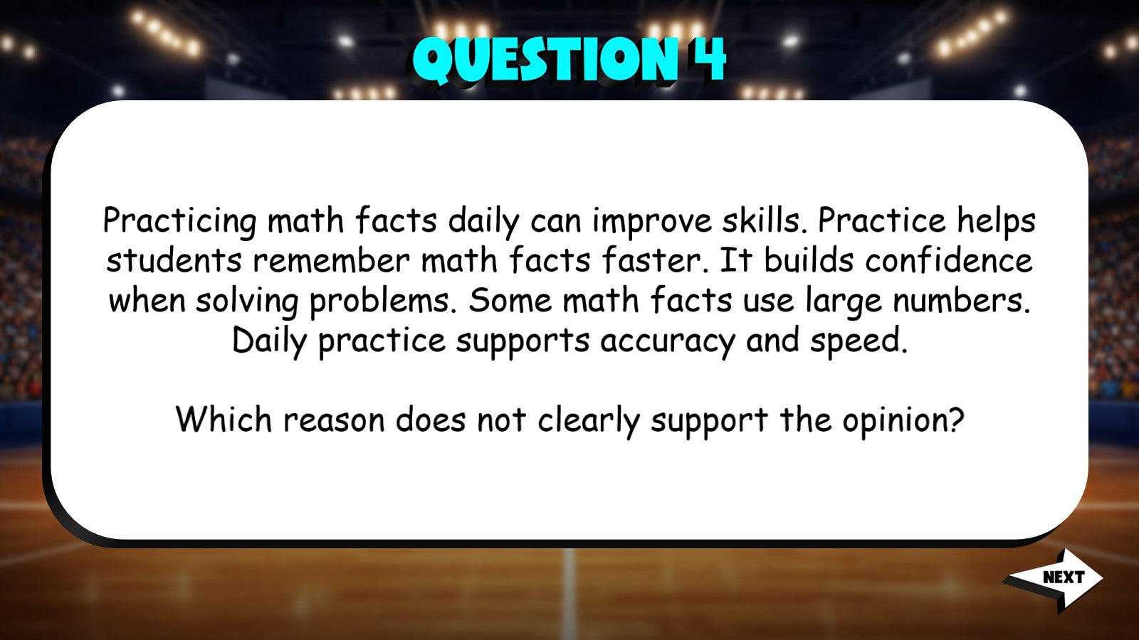 Identify Weak or Unrelated Reasons TRASHKETBALL ELA Game - No Prep Grade 4