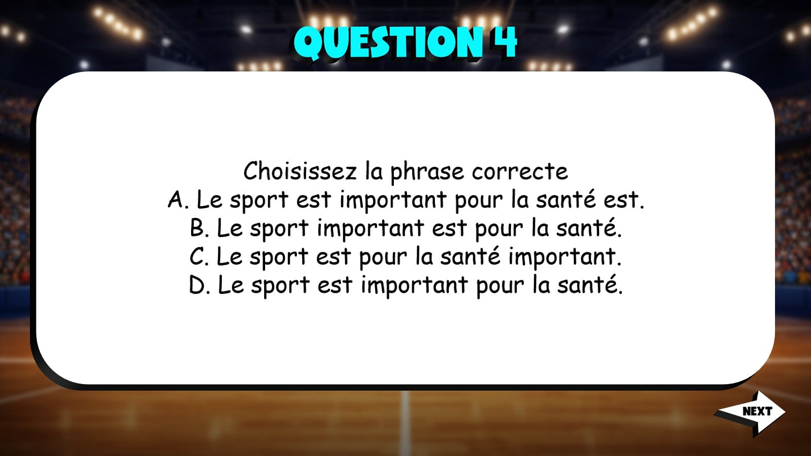 Select Correct Sentence - Sports TRASHKETBALL French Game - No Prep Exercise
