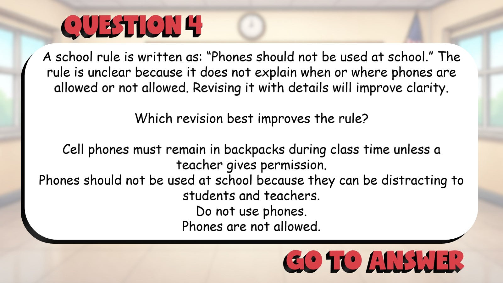 Select Revisions for Precision & Clarity BIG TERRIBLE GAME - Grade 5 ELA Review