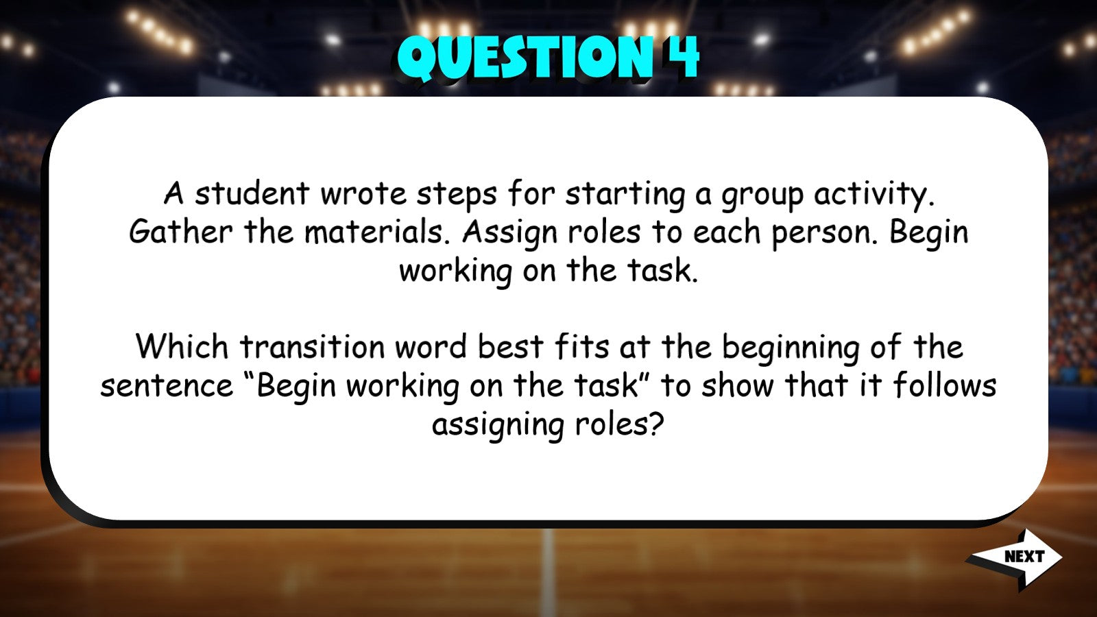 Effective Transition Words in Explanations TRASHKETBALL ELA Game - Grade 6