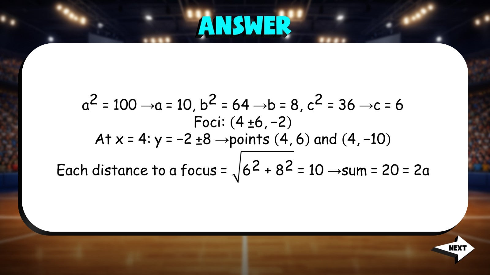 Properties of Ellipses TRASHKETBALL Math Game - No Prep Algebra 2 Review