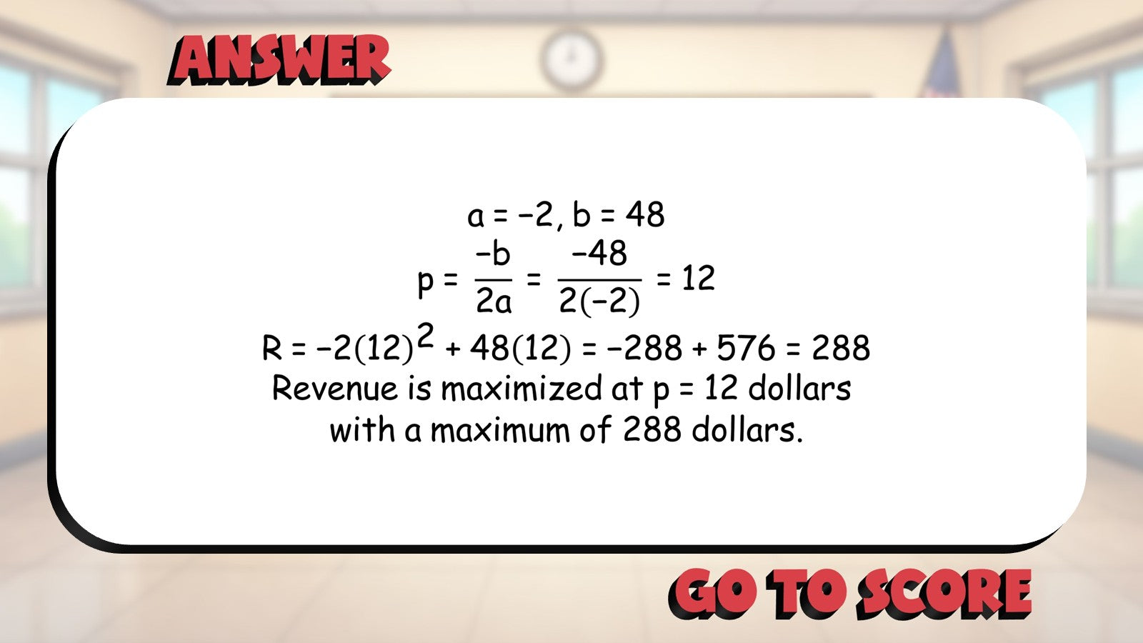 Quadratics & Optimization BIG TERRIBLE GAME - No Prep Algebra 2 Math Review