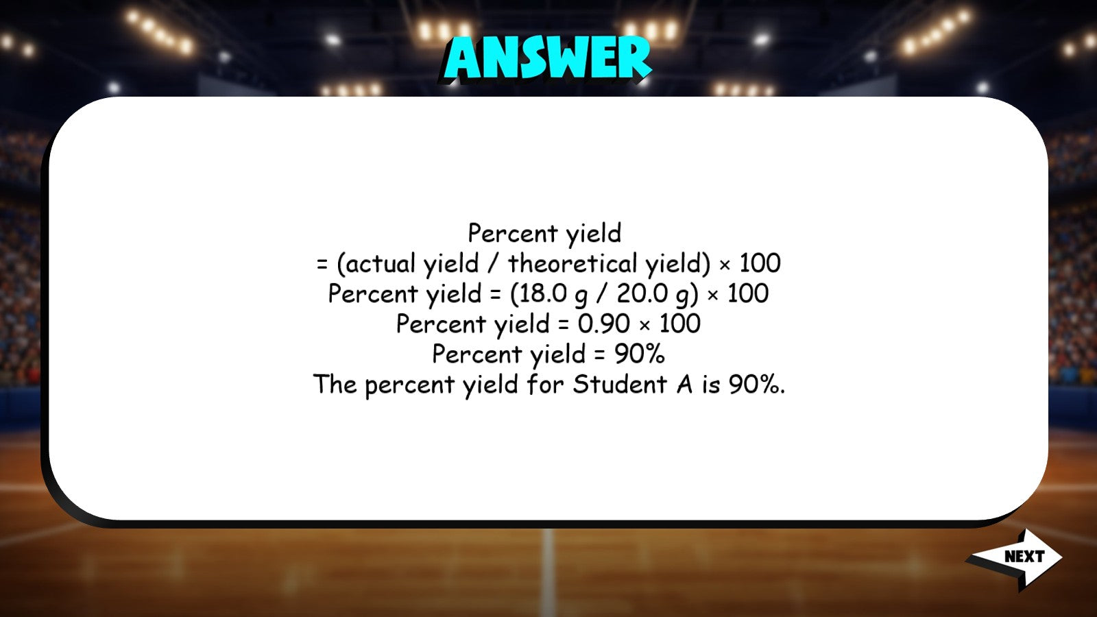Percent Yield & Reaction Efficiency TRASHKETBALL Science Game - Chemistry