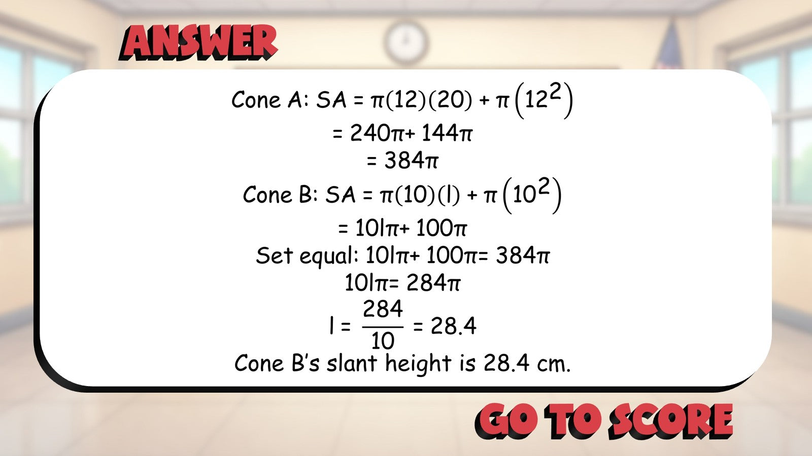 Surface Area of Cones BIG TERRIBLE GAME - No Prep Geometry Math Review Activity
