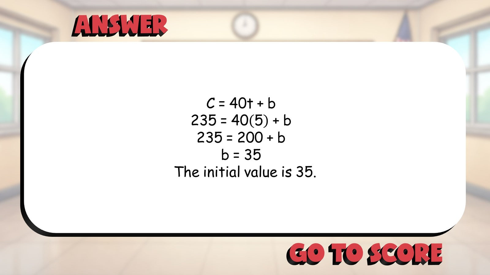 Initial Value Word Problems BIG TERRIBLE GAME - No Prep Algebra 1 Math Review