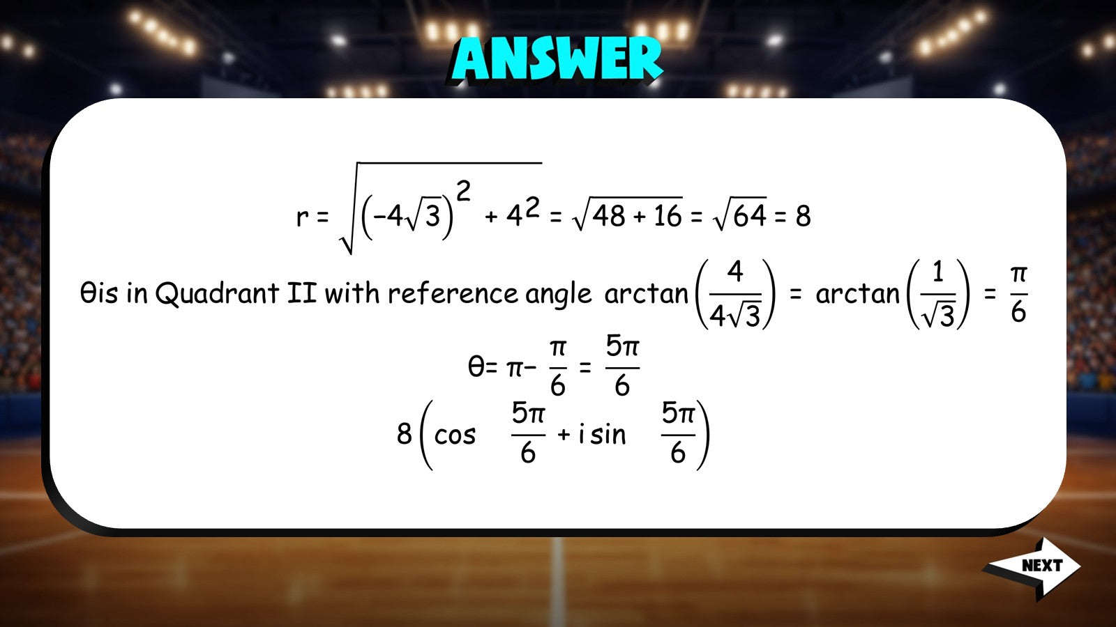 Polar Representation of Complex Numbers TRASHKETBALL Math Game - Algebra 2
