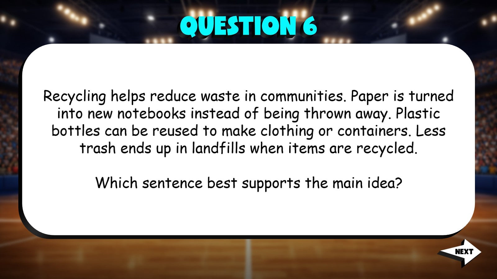 Key Details That Support the Main Idea TRASHKETBALL ELA Game - No Prep Grade 4
