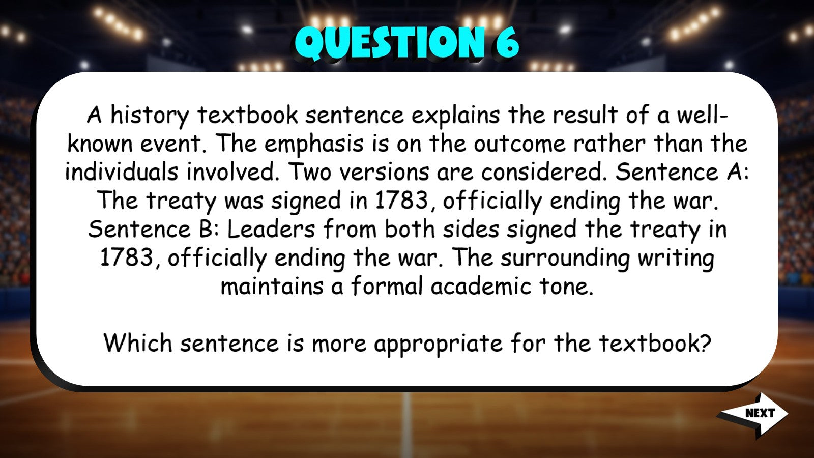 Evaluate Appropriateness of Verb Voice TRASHKETBALL ELA Game - No Prep Grade 8