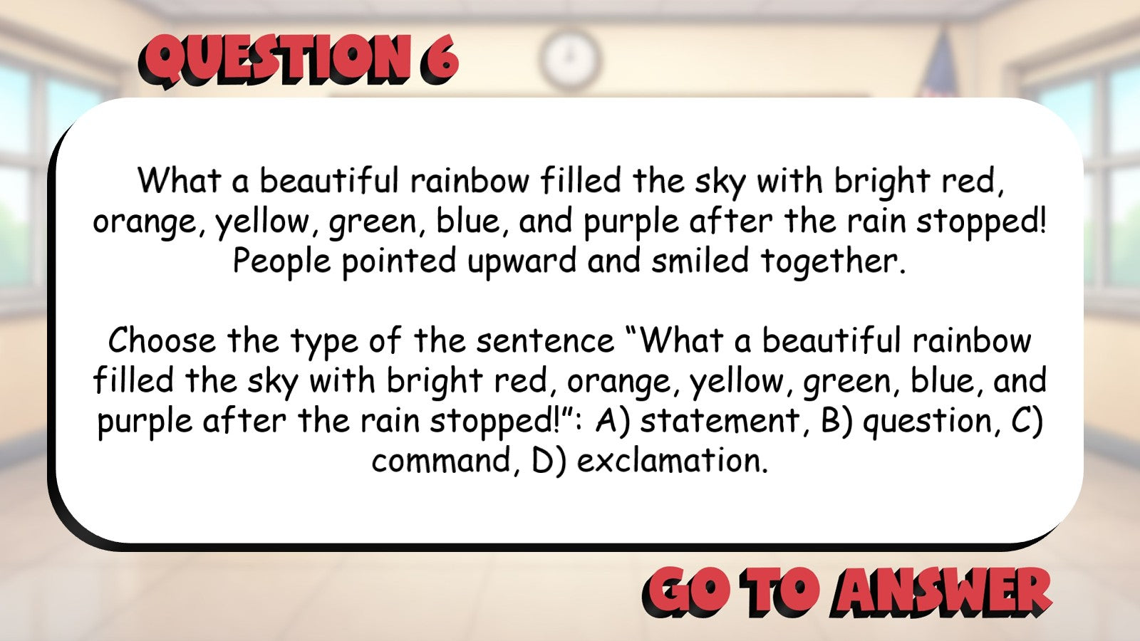 Statements Questions Commands Exclamations BIG TERRIBLE GAME - Grade 3 ELA